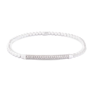 Pulsera extensible oro blanco y brillantes